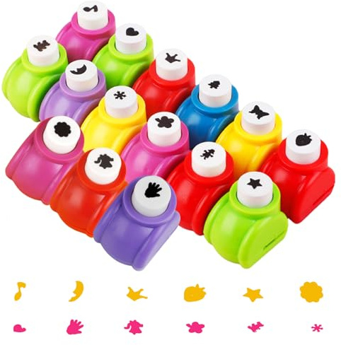 Zyiphor 15 Piezas Perforadoras Scrapbooking, Mini Troqueladoras de Papel con 15 Formas Diferentes, Kit Completo de Perforadoras Manualidades para Tarjetas, Álbumes, Proyectos DIY