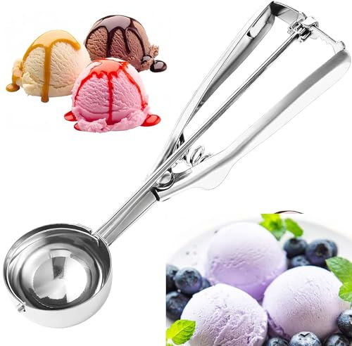 Luxiremi Porzionatore per gelato in acciaio inox 304, lucidato, robusto e leggero, per gelato, palline di melone, impasto, torte, purè di patate, lavabile in lavastoviglie