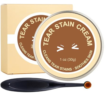 Nettoyant pour les yeux de chien - Crème nettoyante 30 g pour la saleté naturelle | Avec brosse pour animaux de compagnie Détachant larmes | Pour chats, soins du visage, chiots, petits, moyens, grands