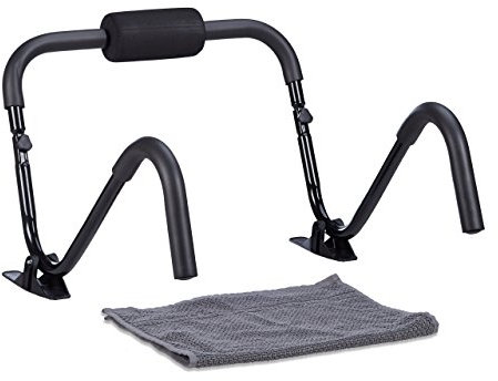Relaxdays Bauchtrainer AB Roller, Standfuß, Bauchmuskeltrainer, HxBxT: 50 x 60 x 50 cm, Sixpack Fitness Trainer, schwarz
