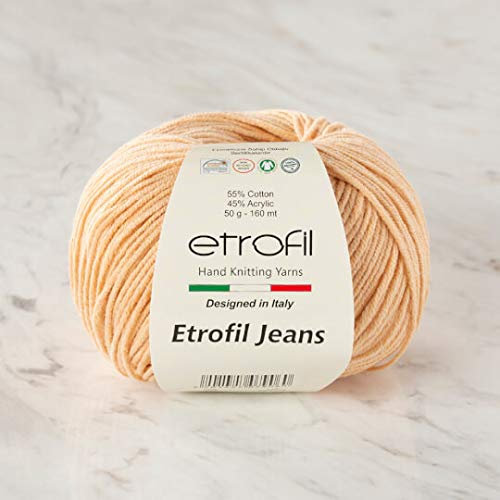 5 boll (nyans) Etrofil jeansgarn, 55 % bomull 45 % akryl, 50 g (1,76 oz), 160 m (174 yds), garnvikt: 2: Fine-Sport, mörkbeige - 005