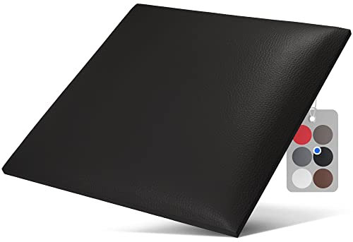 softwalls Wandkissen Leder mit 50mm Polsterung - Bett Kopfteil Wandpolster - Wandverkleidung - Wandpaneele | 30 x 30 Schwarz
