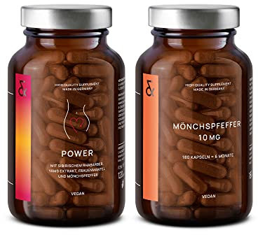 CLAV® Set Frauenpower - N°22 Power Vitamine für Frauen Hormonbalance + Mönchspfeffer Extrakt 4:1 hochdosiert mit 10mg Vitex Agnus Castus - Für 2 Monate