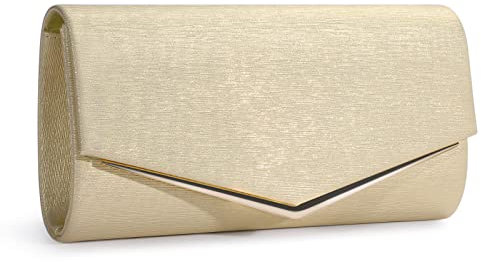 BAIGIO Abendtasche Damen Glitzer Damen Clutches Brauttasche Elegante Schultertasche Einfarbige Ttasche für Hochzeit Party Cocktail Gold