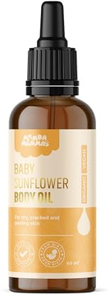 Mamba Mammas Baby Sunflower Body Oil | 100% Pure Organic & Cold-Pressed 50ml | for Newborn Babies | Suitable for Dry, Peeling or Cracked Skin | Soothes and Hydrates Newborn Skin