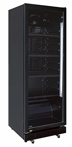 A&S Polarny Flaschenkühlschrank Getränkekühlschrank 310 Liter schwarz Getränkekühler 620x635x1562 mm Gastrokühlschrank Haushaltskühlschrank Glastürkühlschrank