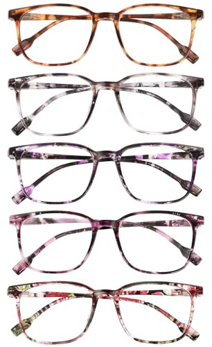 JOLISU Lunettes Anti-Lumière Bleue - Lot de 5, Monture Fine Ultra-Légère, Charnière Ressort (3.5)