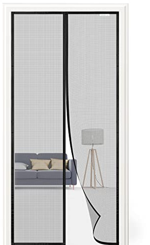 CWEEN CLU Magnetiskt fluggardin, 100 x 220 cm, flugnät, insektsdörr, insektsskydd, balkongdörr, snabb installation utan borrning, svart