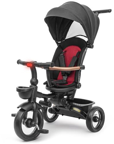 UBRAVOO Baby Dreirad,7-in-1 Klappdreirad für Kinder ab 6 Monaten bis 5 Jahr, Scheinwerfer,Bremspedal,Erweitertes Verdeck,Abnehmbares Geländer,Geländegängiger Kinderwagen mit Lauf&Lenkfunktion