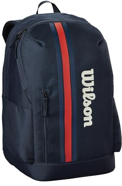 Wilson Team Backpack, Features a Breathable Design with Secure Zip, Cushioned Sleeve and Customisable Straps, Colour: Navy