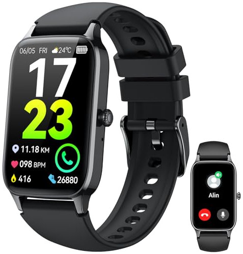 Smartwatch Herren Damen, 1,57 HD Fitnessuhr Damen mit Telefonfunktion, Wasserdicht Smart Watch 110+ Sportmodi, Fitness Tracker mit Herzfrequenz Schlafmonitor Schrittzähler, Sportuhr für Android iOS