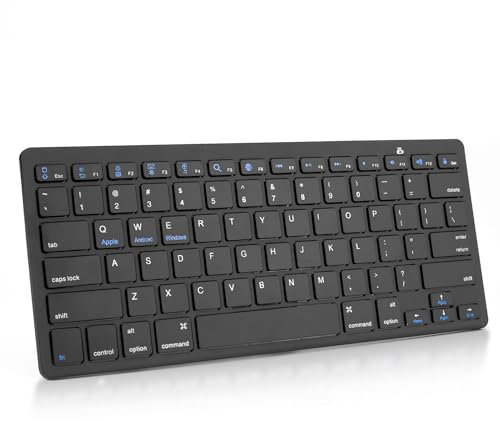 Teclado Bluetooth inalámbrico para Mac Windows 10/8/7, mini teclado silencioso compatible con Apple MacBook Pro/Air Desktop PC Laptop Tablet, color negro