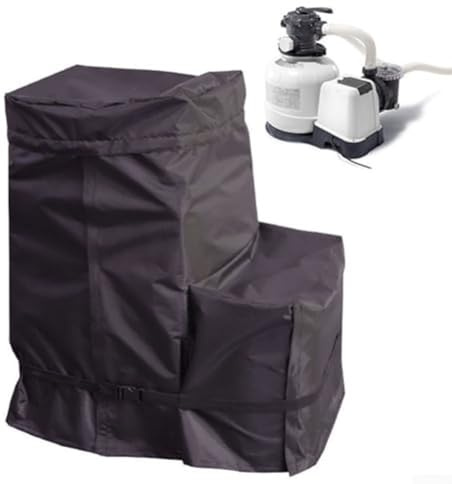 Pumixiy Housse de pompe à chaleur de piscine en tissu Oxford 420D avec cordon de serrage pour système de filtre à sable de 35,6 à 40,6 cm, étanche, protection d'équipement de piscine extérieure