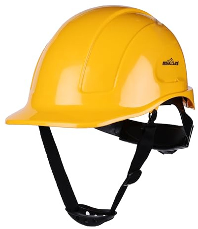 Bison Life TorShell ABS Non-Vented Safety Helmet, Nylon 6-Point Harness & Adjustable Ratchet, Industrial Head Protection for Construction, Mining & Maintenance, Yellow
