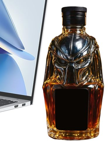 Flkiglm Whiskey-flaska | 300 ml glaskaraff, lufttät förslutning med 3D-design tom behållare för drycker, vinkällare, företag och kommersiellt bruk