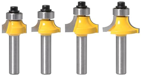 Osmond Set di Frese per Fresatura Rotonda con Gambo da 4 Pezzi, 8 Mm, Fresa per La Lavorazione del Legno per Arrotondare e Smussare I Bordi