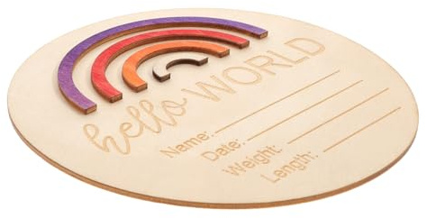 CORHAD Wooden Monthly Card Newborn Welcome Sign, Baby Birth Announcement Sign for Nursery, Name Announcement Plaque, Record Happy Moment