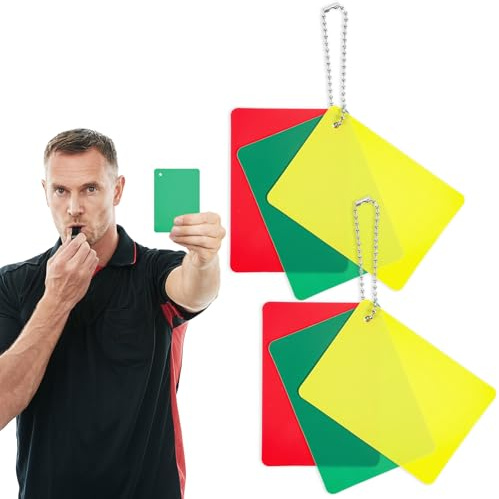 Nogeqi 2 Juego de tarjetas de árbitro de fútbol, tarjeta verde amarilla tarjeta roja, Shiri tarjetas rojas y amarillas de fútbol tarjetas disciplinarias para partidos de fútbol para la competencia