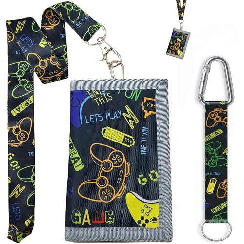 SHAOWENCB Portefeuille Ado Garcon,Porte Monnaie Enfant Triple avec Porte Clés,Porte Feuille Adolescent garçon,Multifonctionnel en Toile Garçon Porte Feuille Ado.