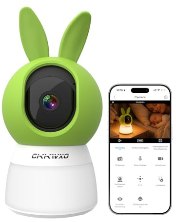 CiKiKWXO 2K Camara Vigilancia Bebe 2.4/5GHz Camara Vigilancia WiFi Interior, Baby Monitor con Modo Luz Nocturna, Seguimiento Automático, Modo Privado, Detección de Movimiento para Bebés y Mascotas