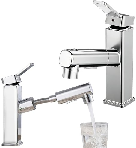Rubinetto da cucina in acciaio inox, estraibile, ad alta pressione, rubinetto per lavello, 3 tipi di getto, miscelatore monocomando per lavabo