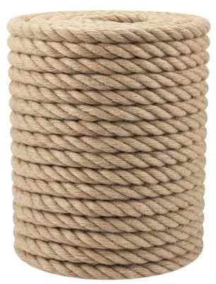 Natural Jute Rope Twisted Ropes Hemp Ropes Sisal Rope For Cat Scratching Post Camping Crafts Tug Of War Railings Decorate Hanging Hammock DIY Projects(30mm,15m/50ft)