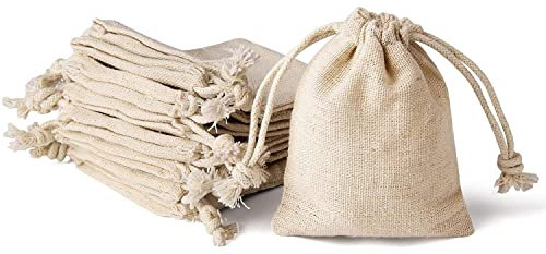 3,2x4 Zoll doppelte Kordelzug Baumwolltuch Tasche für kleine Schmuck Armband Perlen Gewürz Geschenkbeutel-20PCS