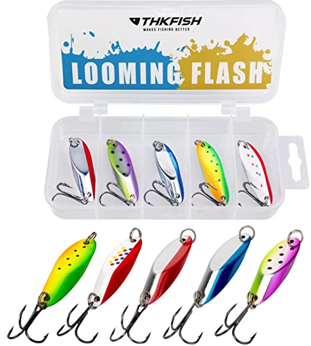 THKFISH Fiske spoon konstgjort bete fiskedrag öring bete spoonger för trött spädda abborre crappie walleye 3,5 g 5,5 g 7,5 g 10,5 g 14,5 g 21,5 g 5 stycken