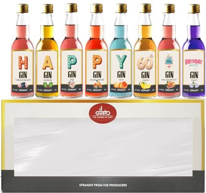Happy 18th | 21st | 30th | 40th | 50th | 60th | Birthday Gin Selection Gift Set - 8 Gin Flavour Varieties - (Pack of 8) (60TH BIRTHDAY)