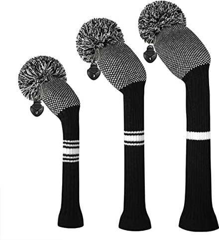 Scott Edward Stickad pom pom golf huvudbonad set för drivrutinträ, Fairway och Utilities, Drickhuvudskydd, träörngott, andra klubbfodral