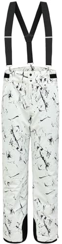BenBoy Pantalones de Nieve Ski Impermeables Termicos Mujer Calentar Pantalones Escalada Senderismo Esquiar Softshell Invierno HXK7441W-White-L