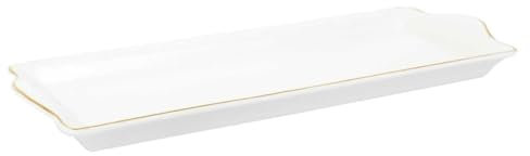 Plat de Service Rectangulaire en Porcelaine Liseré Doré 31x15 cm