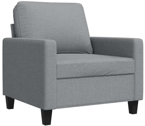 vidaXL Fauteuil, Siège avec Coussin, Chaise avec Dossier et Accoudoirs Rembourrés, Meuble de Salon Salle de Séjour, Moderne, Gris Clair Tissu