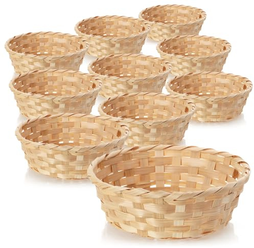 COM-FOUR® 10x Cestino in Rafia in Colore Naturale per la Decorazione - Decorazione Pasquale - Cestino per Uova di Pasqua, Panini, Snack e Chiavi - Nido di Pasqua Decorativo (10 pezzi - beige)