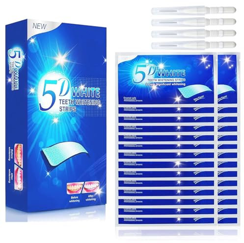 AYNKH Dental Whitening Strips zum Entfernen von Flecken von geräuchertem Kaffee, Dental Whitening Kit Dental Whitenizer 3D White Strips mit Reinigungswerkzeug, 14 Sets mit 28 Stück