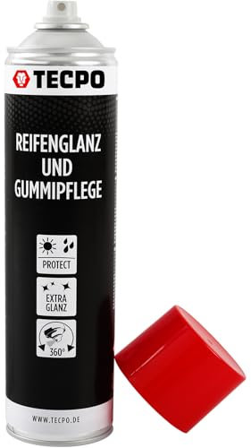 TECPO Reifenglanz Spray, 600ml Gummipflege langanhaltender Reifenpflege Tiefenglanz Reifen Glanz Pflege Spray