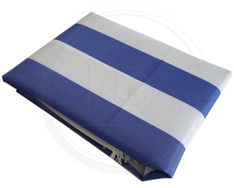 Tenda Sole Strisce Esterno Balcone Terrazzo Veranda Gazebo Portico con Anelli e Ganci per Applicazione, Resistente e Lavabile, 100% Poliestere Durevole, Tinta Righe (Blu_Bianco, 150x300)
