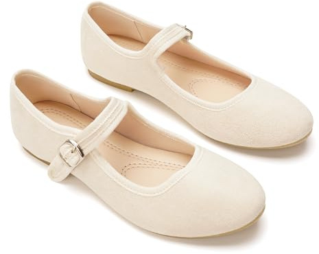GLAMORA Scarpe Donna Mary Jane Ballerine Cinturino Fibbia Camoscio Sintetico Comode Piatte Eleganti Antiscivolo Morbide Leggere Punta Tonda Classiche Basse Flessibili Comfort