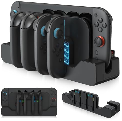 Stazione di ricarica per Nintendo Switch 2: 4 porte controller caricatore switch 2 controller magnetico connessione switch 2 caricatore Joy-Con, pratica stazione di ricarica, accessori per Nintendo 2