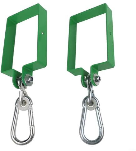 Oniissy Lot de 2 supports de balançoire en métal vert pour équipement d'aire de jeux extérieures, construction en acier robuste avec finition verte, compatible avec les poutres en bois de 10,2 x 15,2