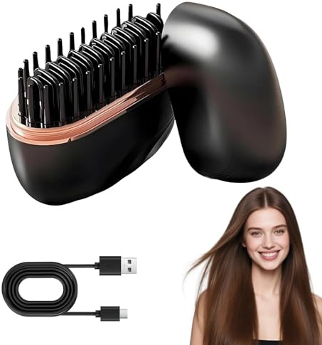 Spazzola Lisciante per Capelli,Mini Piastra Capelli,Pettine Lisciante Portatile Ricaricabile,Controllo Temperatura 3 Velocità,Riscaldamento Rapido 10 Secondi,Mini Pettine Lisciante