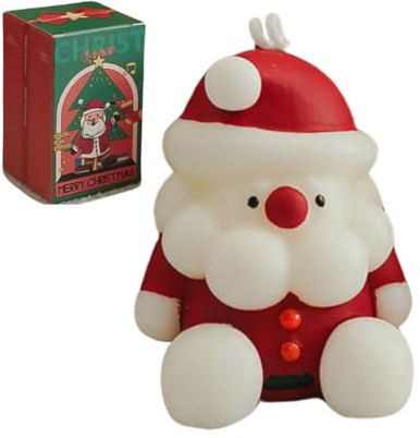 Candela profumata di Babbo Natale – English Pear & Freesia – Candela fatta a mano rosso bianco 7,5 cm – Decorazione natalizia – Candela con profumo – Figura decorativa Natale – Candela dell'Avvento