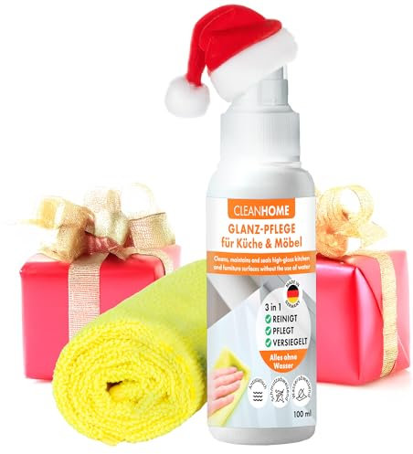 CLEANHOME Pflegeset für glänzende Küchen-Oberflächen und Glanz Möbel-Oberflächen - Küchenpflege- & Möbelpflege-Set
