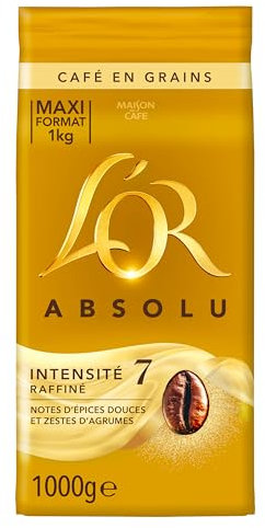 L'OR, 1 kg Café en Grains Absolu,100% Arabica, Intensité 7, 1kg ( l'emballage peut varier )