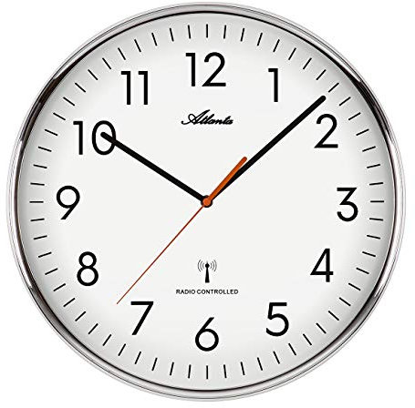 Atlanta Große Funk Wanduhr Küchenuhr Funkgesteuert 39 cm Weiß - 4499/0