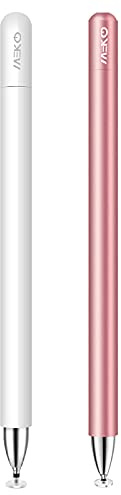 MEKO Stylus-penna Disc Touch Pen, 2-i-1 pekpenna universell pekpenna 100 % kompatibel med alla surfplattor pekskärm iPhone iPad Samsung Surface Huawei etc, magnetisk mössa, vit roséguld