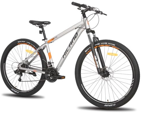 HILAND 29 Zoll Mountainbike, Aluminiumrahmen 21 Gang Schaltung MTB mit Scheibenbremse Federgabel, Mountainbike für Männer Grau