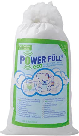 POWER FÜLL® Eco | 5 x 1 kg de algodón de relleno sostenible | certificado para juguetes | lavable hasta 40 °C | algodón para manualidades | relleno de cojín | material de relleno (5 kg)