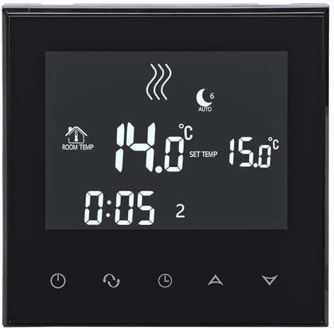 Wengart Home Programmierbarer Thermostat WG03-4, AC230V Max3A Touchscreen LCD Display Arbeit für Fußbodenheizung Radiant Schwarz