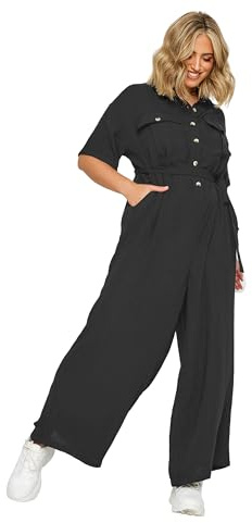 Yours Curve Button Front Jumpsuit - Women's - Plus Size Curve